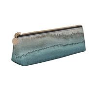 VGFJHNDF Within The Tides Leather Triangle Pencil Case Zipper Pencil Box - School Minimalist Pen Case and Makeup Bag for Men Women Girls Boys