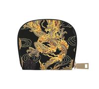 VGFJHNDF Yellow Dragon Black Background Printed Classic Leather Wallet & Card Holder - Stylish Gift for Men and Women