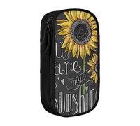 VGFJHNDF You are My Sunflower Pencil Pen Case Compartment Pencil Box Bag Organizer for Office College School Adult Teen Girl Boy,Black