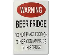 VGFKOSAD Tin Sign Warning Beer Fridge Do Not Place Food Or Other Contaminates in This Fridge for Company Living Room Farmhouse Garage Office Cafe Home Bar Pub Club Kitchen Bathroom Decor 8x12 Inches