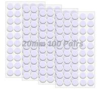 vgggrd 100 Pairs Self-Adhesive Hook and Loop Dots 20 mm, Self Adhesive Sticky Hook and Loop Fastener for Crafts on Paper, Plastic, Glass, Leather, Metal (White)