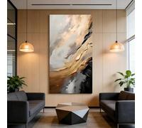 VGJfghTR Abstract Beige Gold Brown Canvas Wall Art, Modern Textured Vertical Canvas Print, Neutral Tone Wall Decor for Living Room Bedroom Hallway(30x60cm（12x24in)/Inner Frame