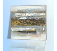 VGJfghTR Abstract Canvas Wall Art - Modern Textured Gold Blue Grey Print, Minimalist Home Decor for Living Room Bedroom Office(65x65cm/Internal Frame)