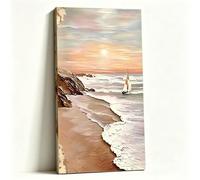 VGJfghTR Beach Sunset Sailboat Seascape Canvas Wall Art, Coastal Canvas Wall Decor, Aesthetic Giclee Print, Large Wall Poster(40x80cm/Internal Frame)