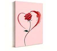 VGJfghTR Canvas Wall Art Watercolor Red Rose Heart Print Romantic Artwork Modern Abstract Picture Aesthetic Floral Poster Home Bedroom Living Room Decor(70x100cm/Internal Frame)