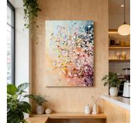 VGJfghTR Colorful Abstract Floral Canvas Wall Art Print for Living Room Bedroom Decor, Modern Textured Flower Poster for Home Office(60x90cm（24x35in)/frameless
