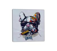 VGJfghTR Colorful Stylish Dog Canvas Wall Art Abstract Animal Print Modern Puppy Artwork Home Bedroom Living Room Office Wall Decoration(40x40cm/Frameless)