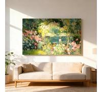 VGJfghTR Garden Pond Floral Landscape Canvas Wall Art, Impressionist Style Botanical Decor Print for Home Office Living Room(30x40cm（12x16in)/Inner frame