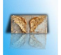 VGJfghTR Gold wings on a gray background, a rustic canvas mural, suitable for home and office décor in a bar setting(70x140cm/Frameless)