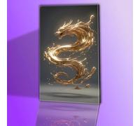 VGJfghTR Liquid Gold Dragon Canvas Wall Art, Modern Asian Abstract Artwork, Wall Decor for Living Room Bedroom(70x100cm/Frameless)