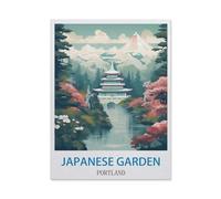 VGJM 5D DIY Diamond Painting kit,Japanese Garden Portland Vintage Travel Posters,Round Resin Diamond Cross Stitch, Home Decoration Gift-50x60cm