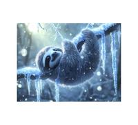 VGJM Diamond Painting Set, Cute Winter Sloth for Adults, Beginners, 5D Round Diamonds, Home Decor, 50x50cm