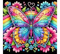 VGJM Rainbow Butterfly 5D Special Shape Diamond Painting Kits for Adults and Beginners, Crystal Rhinestone Special Shaped Diamond Art Painting Kits for Home Wall Decor Gift 50x50cm