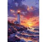VGJM Sunset DIY 5D Diamond Art, Ocean Waves Diamond Painting Kits, Circle Full Drill Crystal Art Kits for Adults Beginners, DIY Cross Stitch Embroidery Crafts Pictures, for Home Wall Decor, Y-40x50cm