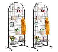 VGMiu Grid Wall Panel 2PCS Display Stand 2' x 5.2' FT Black Gird Wall Panels Movable Retail Display Racks Floorstanding Grid Wall Heavy Duty with Wheel for Art Craft Photo Display Fair Trade Show
