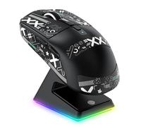 VGN GAMEPOWER ATTACK SHARK X6 SUPERLIGHT Wireless Gaming Mouse with RGB Charging Dock, 49g Ultralight Mice, 26000DPI, PixArt PAW3395, 2.4G/USB-C Wired/Bluetooth, G502, 200Hrs Battery, Grip Tape, Black