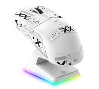 VGN GAMEPOWER ATTACK SHARK X6 SUPERLIGHT Wireless Gaming Mouse with RGB Charging Dock, 49g Ultralight Mice, 26000DPI, PixArt PAW3395, 2.4G/USB-C Wired/Bluetooth, G502, 200Hrs Battery, Grip Tape, White