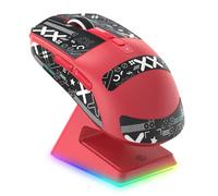 VGN GAMEPOWER ATTACK SHARK X6 SUPERLIGHT Wireless Gaming Mouse with RGB Charging Dock, 49g Ultralight Mice, 26000DPI, PixArt PAW3395, 2.4G/USB-C Wired/Bluetooth, G502, 200Hrs Battery, Grip Tape, Red
