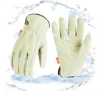 Vgo... 0℃/32°F Winter Pig Leather Work Gloves, Cold Weather Waterproof Safety Work Gloves,Cold Storage or Freezer Use,w/3M Thinsulate Lining 1Pair PA9501FLWP(Cyan,L)