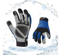 Vgo... 0℃/32°F Winter Synthetic Leather Work Gloves, Cold Weather Waterproof Safety Work Gloves,Cold Storage or Freezer Use,w/3M Thinsulate Lining 1Pair SL7621FLWP(Blue,L)