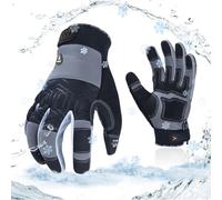 Vgo... 0℃/32°F Winter Synthetic Leather Work Gloves, Cold Weather Waterproof Safety Work Gloves,Cold Storage or Freezer Use,w/3M Thinsulate Lining 1Pair SL7716FLWP(Grey,S)