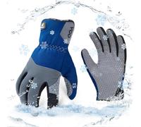 Vgo... 0℃/32°F Winter Synthetic Leather Work Gloves, Cold Weather Waterproof Safety Work Gloves,Cold Storage or Freezer Use,w/3M Thinsulate Lining 1Pair SL7717FLWP(Blue,S)