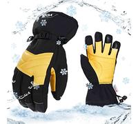 Vgo 1 Pair -30C/-22F Warmer Ski & Snow Gloves, Leather Waterproof, Men's & Women's, Outdoor, 3M Thinsulate Insulated