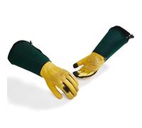 Vgo... 1 Pair Gardening Gloves [6.7" Gauntlet]-Thorn Proof Cowhide, Touchscreen Compatible, High Abrasion for Ranch, Landscaping, Rose Pruning & Outdoor DIY(1Pair/L/Yellow&Green/CA7472-UN)