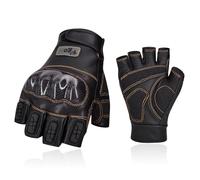 Vgo... 1 Pair Half Finger Touchscreen Motorcycle Gloves|Breathable Goatskin Palm|TPU Knuckle Armor|Flexible Anti-Shock Gear for Summer Riding|Men Women Cycling, Construction, ATV (GA6078HL,Black,XL)