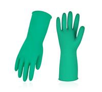 Vgo... 1-Pair Reusable Household Gloves, Rubber Dishwashing gloves, Extra Thickness, Long Sleeves, Kitchen Cleaning, Working, Painting, Gardening, Pet Care (Size XL, Green, HH4601)