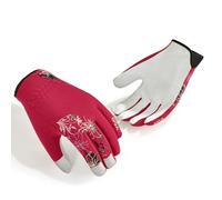 VGO 1 Pair Women's Gardening Gloves - Premium Goat Leather Work Gloves with Thornproof&Non-Slip Grip, Breathable Floral Design, Ergonomic Fit for Pruning, Landscaping,Outdoor(1Pair/L/Red/GA7444-FM)