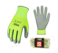 Vgo... 10Pairs Safety Work Gloves,Gardening Gloves,Polyurethane Coated,Dipping Gloves,Latex Free(PU2103)