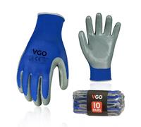 Vgo... 10pairs Safety Work Gloves Nylon with PU Nitrile Coated Palm Non Slip Garden Gloves Utility Dipping Gloves, Multipack Latex Free