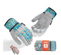 Vgo... 2 Pairs Kids Gardening Gloves Ages 3-9 | Breathable Yard Work Gloves | Outdoor Play, Cycling & DIY Safety Gloves, Machine Washable (2 Pairs, Size L, Blue&Pink, KID-MF3561)