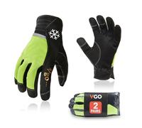 Vgo... 2 pairs Winter Work Gloves Touchscreen, Thermal Working Men Gloves for Construction Freezing Warehouse Light Duty