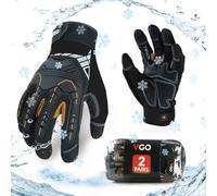 Vgo... 2Pairs Waterproof Thermal Gloves Touchscreen, Winter Work Gloves Men Cold Weather for Heavy Duty Moto Warehouse Driver Anti impact&vibration Safety Gloves