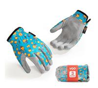Vgo... 3 Pairs Kids Gardening Gloves Ages 3-9 | Breathable Yard Work Gloves | Outdoor Play, Cycling & DIY Safety Gloves, Machine Washable (3 Pairs, Size M, Blue, KID-MF7362)