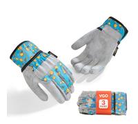 Vgo... 3 Pairs Kids Gardening Gloves Ages 3-9 | Breathable Yard Work Gloves | Outdoor Play, Cycling & DIY Safety Gloves, Machine Washable (3 Pairs, Size M, Blue, KID-MF3561)
