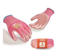 VGO 3 Pairs Women’s Gardening Gloves - Non-Slip Nitrile Coated, Machine Washable & Breathable for Outdoor,DIY, Ranch,Camping | Flexible Fit, Value Bundle with Color Choices (3Pairs/L/Pink/NT2110-P)