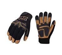 Vgo... 3 pairs Work Gloves Men Touchscreen Anti Impact, Heavy Duty Gloves Antiabrasive for Warehouse Mechanics Carpenter (S,Brown,GA9617)