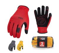Vgo... 3Pairs Safety Mechanic Gloves for Work Builder, Gardening, Light Duty(Size S,3Colours,NB7581)