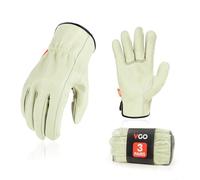 Vgo... 3Pairs Safety Pigskin Leather Work Gloves Men,Rigger Gloves,Builder Gloves(Size XL,Cyan,PA9501)