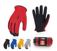Vgo... 5Pairs Work Gloves Touchscreen, Light Duty Safety Gloves for Gardening Warehouse Delivery Multi-function