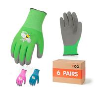 Vgo... 6Pairs Kids Gardening Gloves,Children Yard Work Gloves for Boys Girls Toddlers,Age 3-9,Washable(Pink&Blue&Green,RB6013-KID)