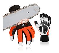 Vgo... Chainsaw Gloves 12-Layer Protection on Both Hands, Safety Foresty Work Gloves with Touchscreen in Goat Leather(M,1 pair)