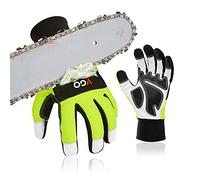 Vgo... Chainsaw Gloves 12-Layer Protection on Both Hands, Safety Foresty Work Gloves with Touchscreen in Goat Leather(L,1 pair)