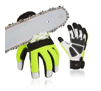 Vgo... Chainsaw Gloves 12-Layer Protection on Left Hand, Safety Forestry Work Gloves with Touchscreen in Goat Leather(M,1Pair)