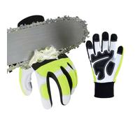 Vgo... Chainsaw Gloves 12-Layer Protection on Left Hand, Safety Forestry Work Gloves with Touchscreen in Goat Leather(XL,1Pair)