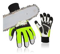 Vgo... Chainsaw Gloves 12-Layer Protection on Left Hand, Safety Forestry Work Gloves with Touchscreen in Goat Leather(S,1Pair)