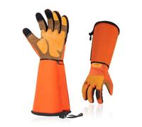 Vgo... Gardening Gloves Long Sleeves in Leather with Touchscreen for Women&Men, Heavy Duty Work Gloves Gauntlet Thorn Proof Antivibration for Yard Garden Agriculture,1 pair